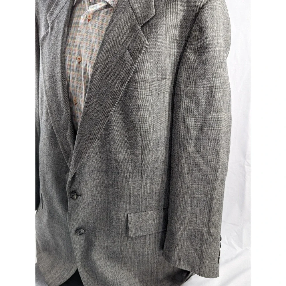 Hart Schaffner‎ Marx Wool Blazer Suit Jacket Gray Subtle Glenn Check  44R EUC